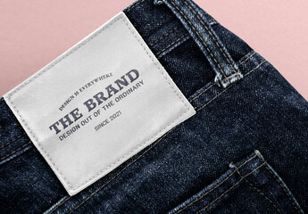 Editable Jeans Leather Label Mockup
