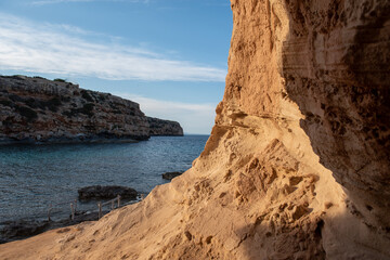 Fototapeta na wymiar Beautiful Cala d en Baster on the island of Formentera in the Balearic Islands in Spain
