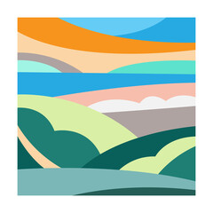 Obraz premium abstract geometric background from flat images for fabric patterns, print nature paintings, card designs, landscape posters. Cubism painting. pastel colors.