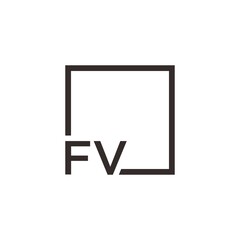 Letter FV Logo design with square frame line