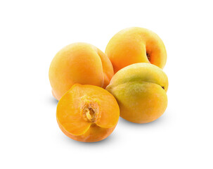 Fresh Yellow peaches isolated on a white background.