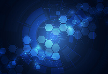 Abstract technology background with connected lines and dots design on a dark background. Vector illustration