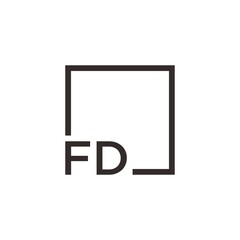 Letter FD Logo design with square frame line