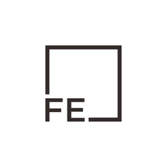 Letter FE Logo design with square frame line