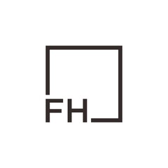 Letter FH Logo design with square frame line