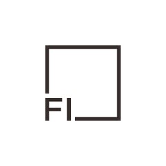 Letter FI Logo design with square frame line