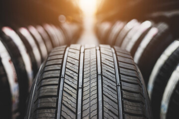 Tire is placed on the tire storage rack in the car service center. Be prepared for vehicles that...