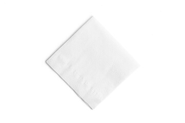  White paper napkin isolated on white background. Top view
