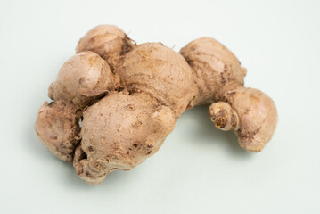 Close up of isolated ginger root 