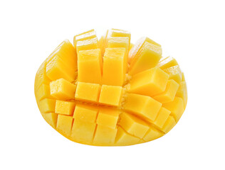 Fresh mango half isolated on white background