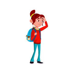 tired girl teen going hiking in mountain cartoon vector. tired girl teen going hiking in mountain character. isolated flat cartoon illustration