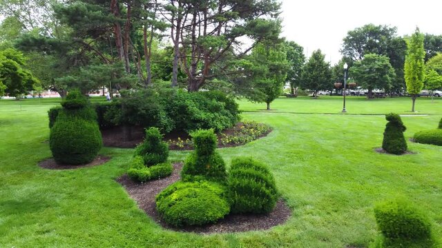 Topiary Park in Columbus, Ohio's, officially the Topiary Garden at Old Deaf School Park, depicts figures from Georges Seurat's 1884 painting, A Sunday Afternoon on the Island of La Grande Jatte