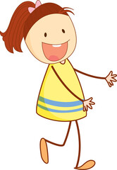Obraz premium Cute girl cartoon character in hand drawn doodle style isolated