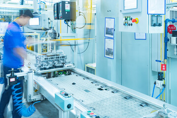 Scene at work in a car manufacturing workshop