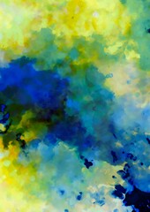 幻想的な青と黄色の水彩テクスチャ背景