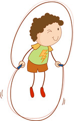Obraz premium A doodle kid jumping rope cartoon character isolated