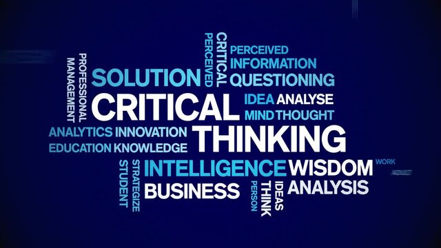 critical thinking Animated tag word cloud;text design animation typography seamless loop.