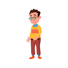 sad genius boy disappointed in lab result cartoon vector. sad genius boy disappointed in lab result character. isolated flat cartoon illustration