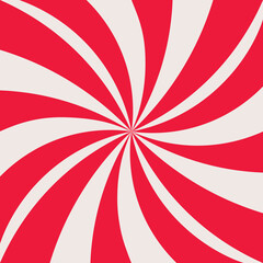 Fototapeta premium Red and white striped swirl background, flat design, vector illustration, advertising or holidays concept.