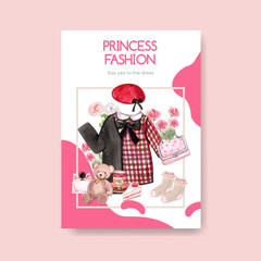 Poster template with princess outfit concept ,watercolor style