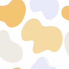 Vector hand drawn seamless pattern cute design. Yellow, beige, golden, blue color shape