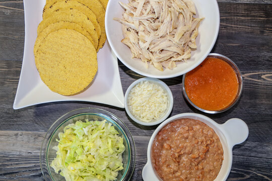 Ingredients For Making Chicken Tostadas.