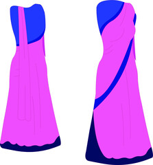 set of Asian traditional pink and blue dresses