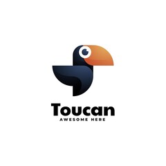 Vector Logo Illustration Toucan Gradient Colorful Style.