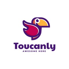Vector Logo Illustration Toucan Simple Mascot Style.