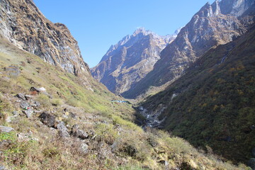 View from hiking trail to Annapurna Base Camp, Nepal