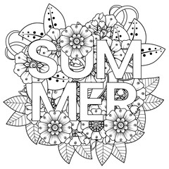 Hello Summer banner template with mehndi flower