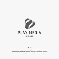 Play button media tech logo icon design template flat vector