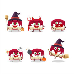 Halloween expression emoticons with cartoon character of cherry cake