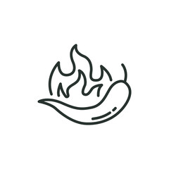 Chili peppers fire line icon. Simple outline style. Flame, pictogram, black, burn, capsicum, hot, bonfire, spicy concept. Vector illustration isolated on white background. Thin stroke EPS 10.