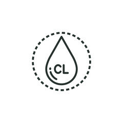 Drop water containing chlorine line icon. Simple outline style. Chloride, antiseptic, liquid, purification, molecule concept. Vector illustration isolated on white background. Thin stroke EPS 10.