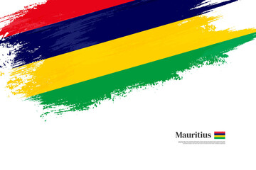 Happy independence day of Mauritius with grungy stylish brush flag background