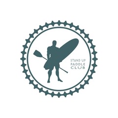 Stand up paddle boarding sport club emblem