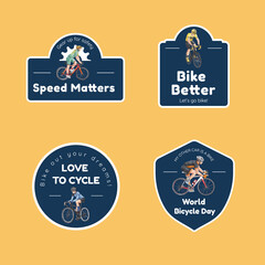 Logo design with world bicycle day concept,watercolor style