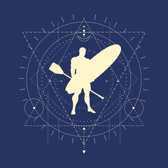 Obraz na płótnie Canvas Stand up paddle boarding sport club emblem