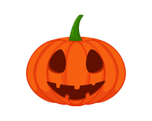Pumpkin in cartoon style vector illustration. Isolated on white background. Halloween decoration