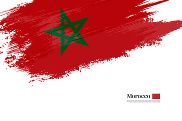 Happy independence day of Morocco with grungy stylish brush flag background