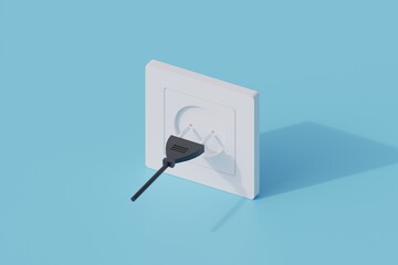 wall plug single isolated object. 3d render illustration - obrazy, fototapety, plakaty