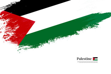 Happy independence day of Palestine with grungy stylish brush flag background