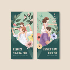 Instagram template with father's day concept,watercolor style