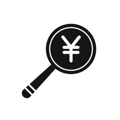 Fototapeta premium Japanese yen mark in a loupe. vector illustration