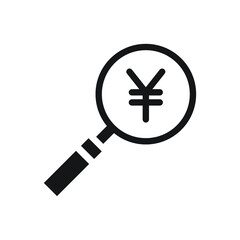Fototapeta premium Japanese yen mark in a loupe. vector illustration