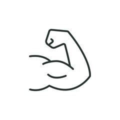 Strong hand line icon. Simple outline style. Muscle, arm, bicep, power, protein, man, strength, flex, human body concept. Vector illustration isolated on white background. Thin stroke EPS 10.