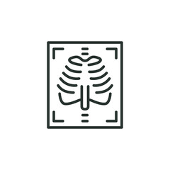 X-ray line icon. Simple outline style. Radiology, chest, scan, medical, skeleton, bone, technology, medical concept. Vector illustration isolated on white background. Thin stroke EPS 10