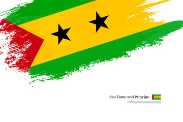 Happy independence day of Sao Tome and Principe with grungy stylish brush flag background