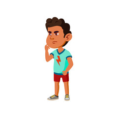 serious small boy in clinic cartoon vector. serious small boy in clinic character. isolated flat cartoon illustration